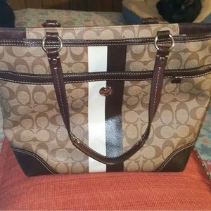 Authentic Coach Heritage Stripe Chelsea Tote